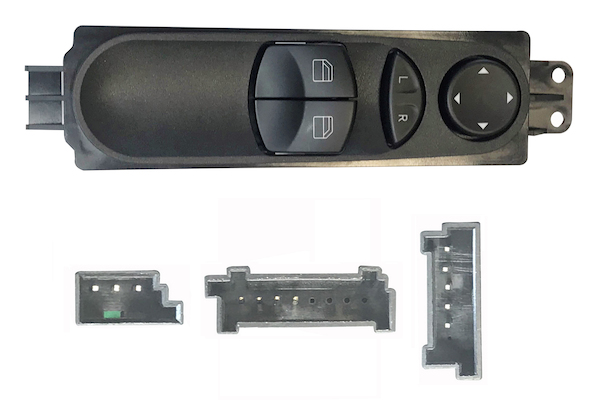 MERCEDES SPRINTER/CRAF 06-*INTERRUPTOR COMPLETO PUERTA DELANTERO  IZQ + RETROVISOR (2 BOTONES)12PIN